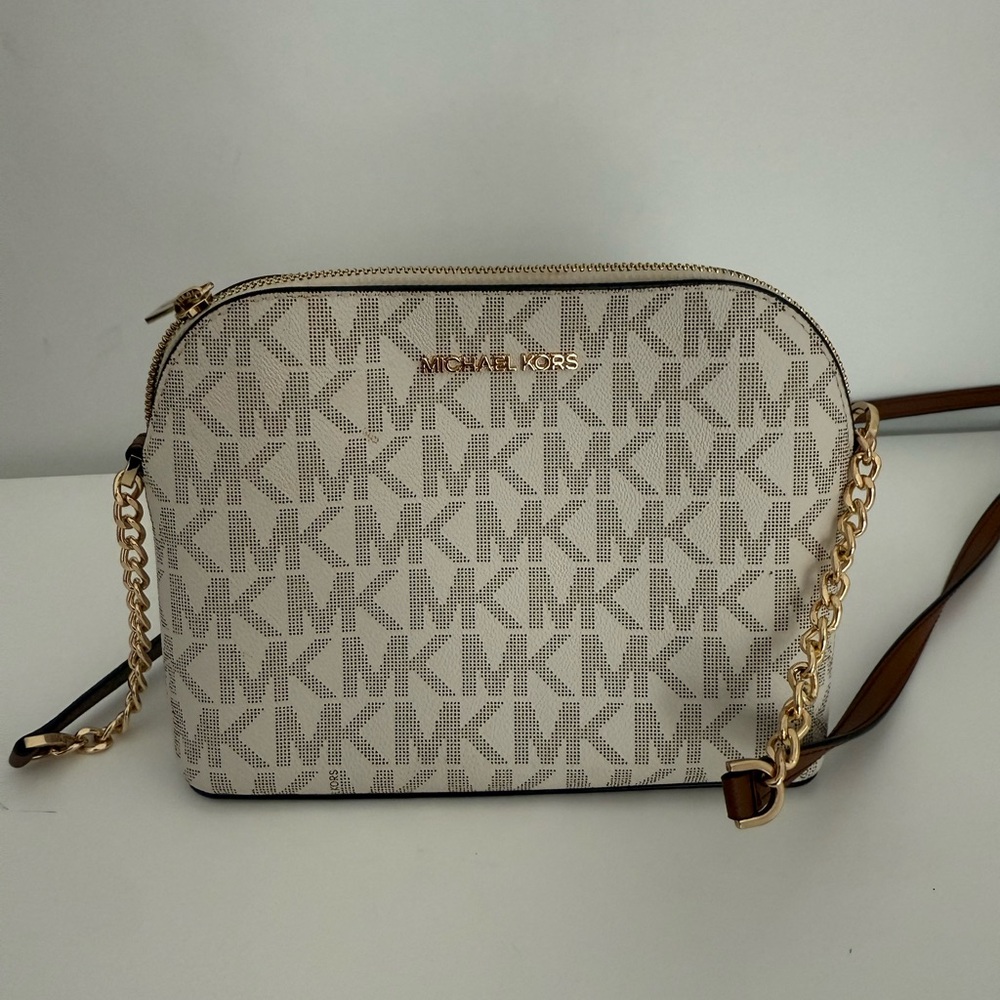Michael Kors Monogram Cream Crossbody Bag